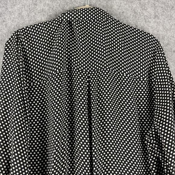 Rose Olive Tunic Top Woman 2X Black Polka Dot Button Front 3/4 Sleeve Relaxed - Picture 9 of 12